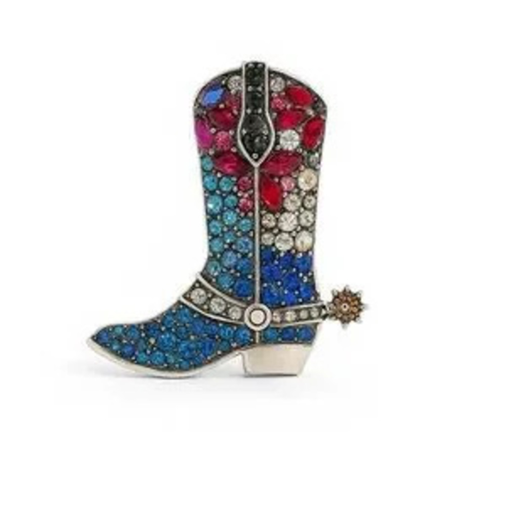 Colorful Rhinestone Cowboy Boot Brooch ??